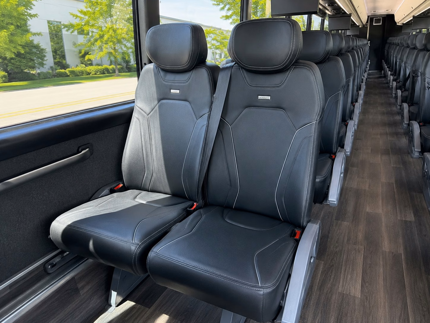 long beach charter bus rental interior